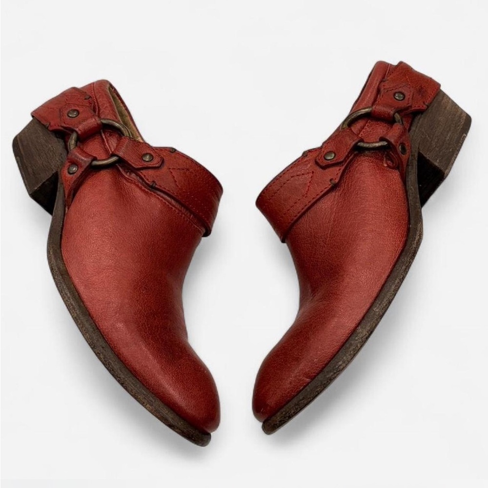 Frye Red Leather mules. IOB Made in Mexico